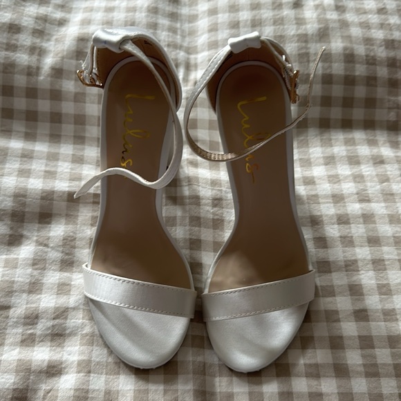 Lulu’s Taylor Ivory Satin Ankle Strap Heels - Picture 2 of 4